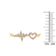 14K Yellow Gold Diamond Heartbeat Pulse EKG Pendant Necklace