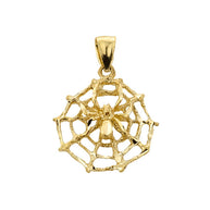 Gold Spider Web Charm Pendant Necklace (Available in Yellow/Rose/White Gold)
