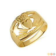 Gold Bold Claddagh Men's Ring (Available in Yellow/Rose/White Gold)