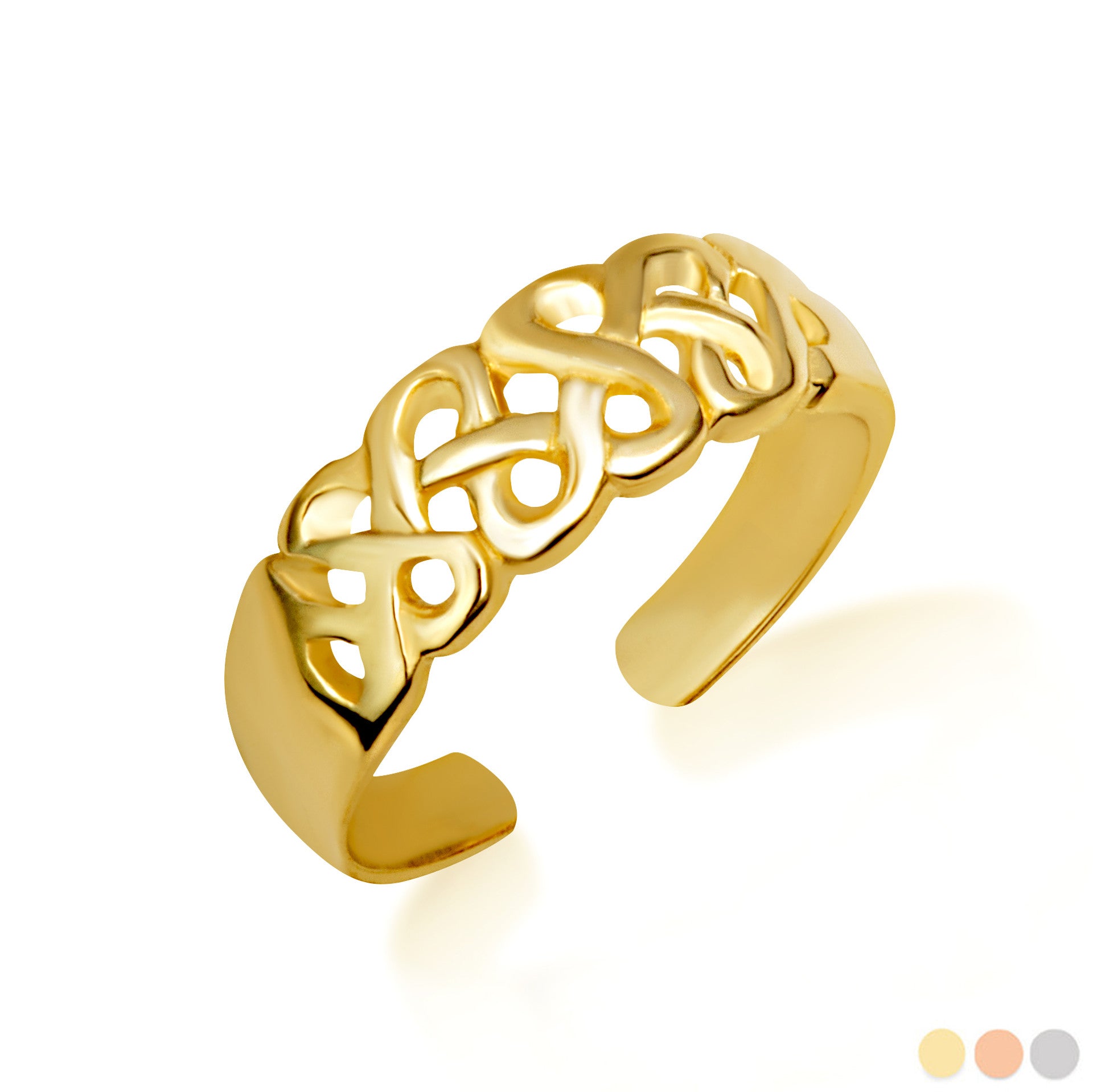 Gold Woman's Cultural Beauty Trinity Knot Toe Ring (Available in Yellow/Rose/White Gold)