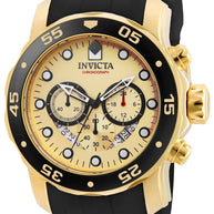 Invicta Women's 17566 Pro Diver Quartz 3 Hand Gold Dial Watch