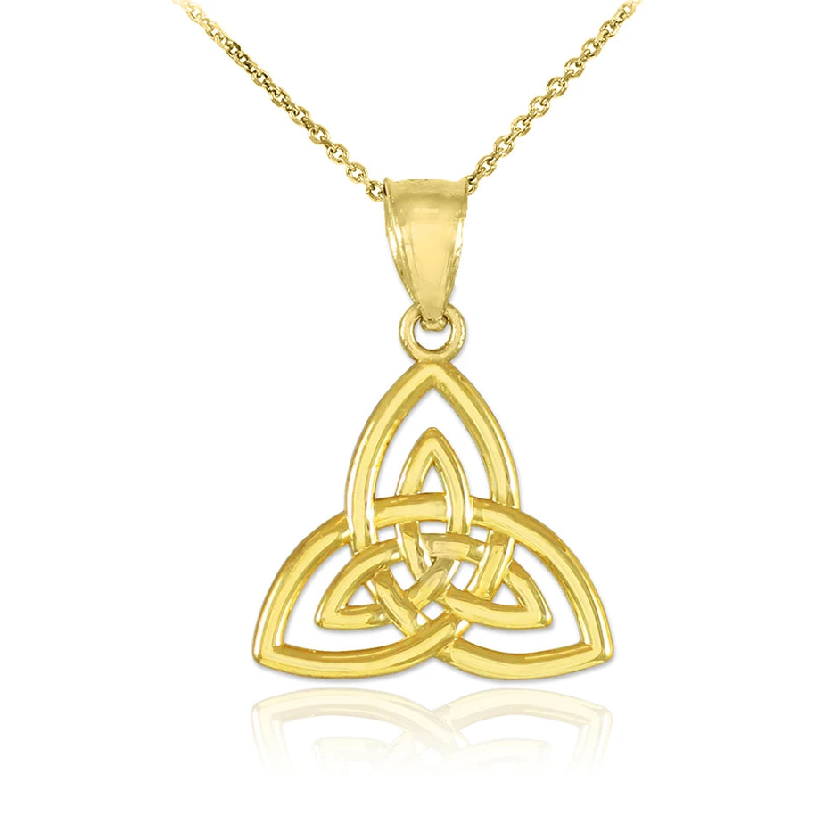 Gold Celtic Knot Charm Triquetra Pendant Necklace(Available in Yellow/Rose/White Gold)
