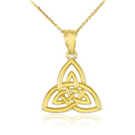 Gold Celtic Knot Charm Triquetra Pendant Necklace(Available in Yellow/Rose/White Gold)