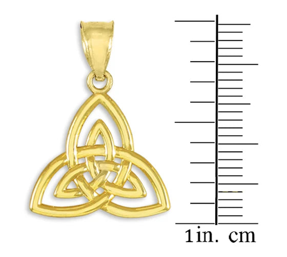 Gold Celtic Knot Charm Triquetra Pendant Necklace(Available in Yellow/Rose/White Gold)