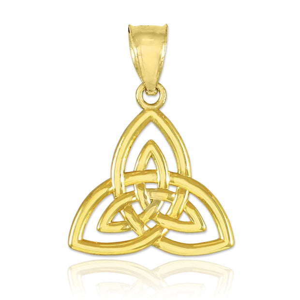 Gold Celtic Knot Charm Triquetra Pendant Necklace(Available in Yellow/Rose/White Gold)