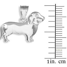 Solid Gold Polished Weiner Dog Dachshund Puppy Charm Pendant Necklace(Available in Yellow/White Gold)