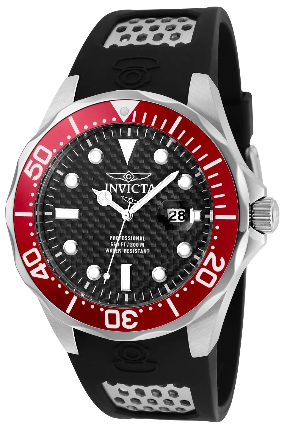 Invicta Men's 12561 Pro Diver Quartz 3 Hand Black Dial Watch