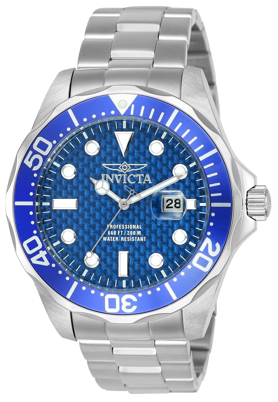 Invicta Men's 12563 Pro Diver Quartz 3 Hand Blue Dial Watch