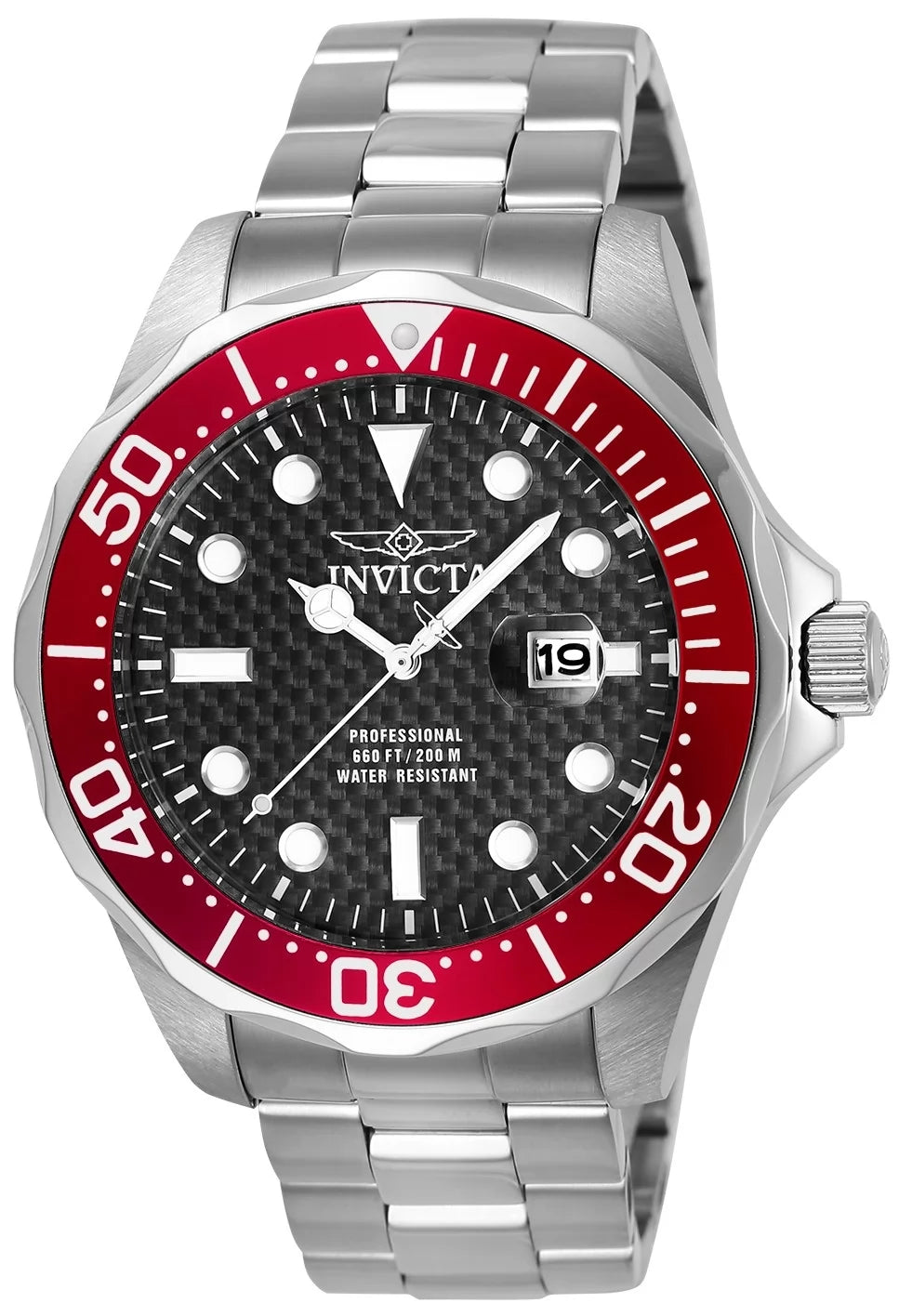 Invicta Men's 12565 Pro Diver Quartz 3 Hand Black Dial Watch