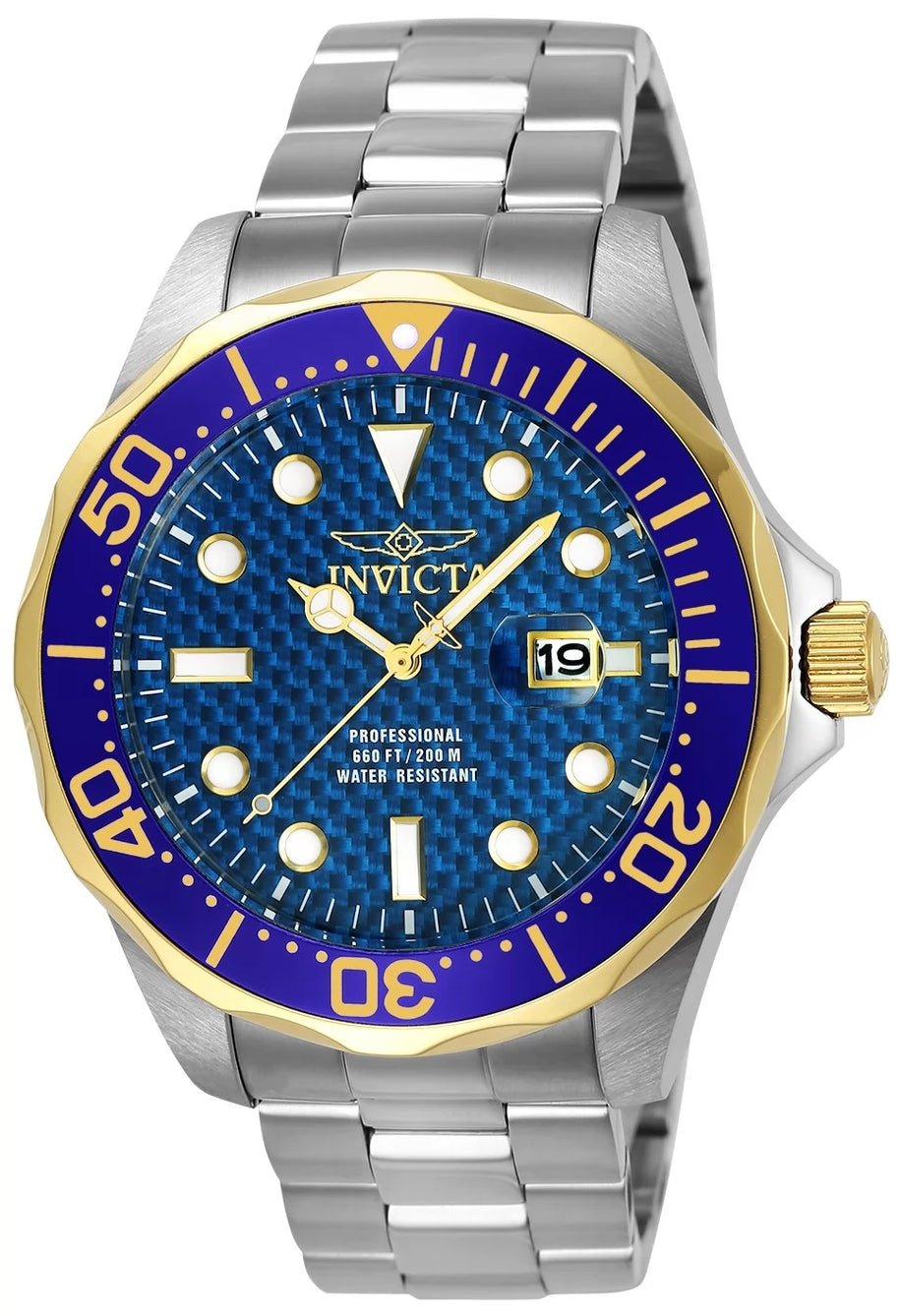 Invicta Men's 12566 Pro Diver Quartz 3 Hand Blue Dial Watch