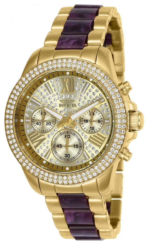 Invicta Women's 20508 Angel Quartz 3 Hand Gold Dial Watch