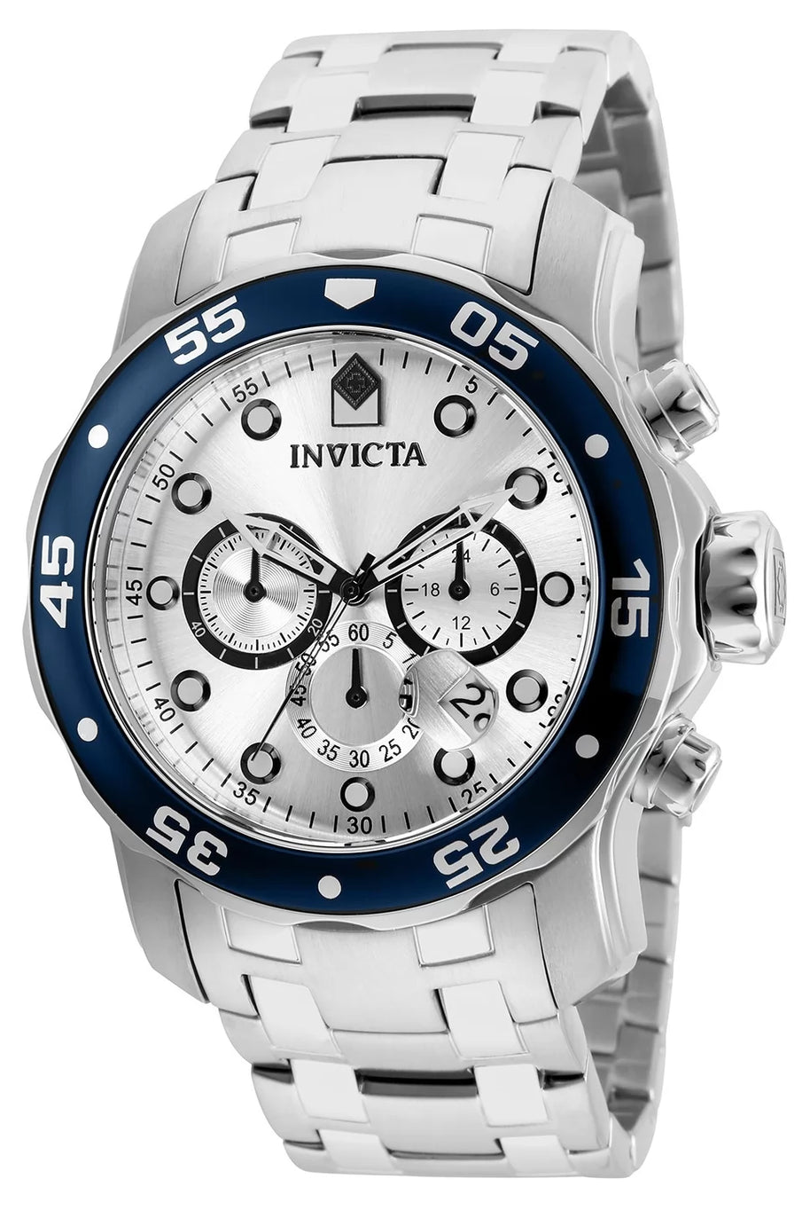 Invicta Men's 80058 Pro Diver Quartz 3 Hand Silver Dial Watch