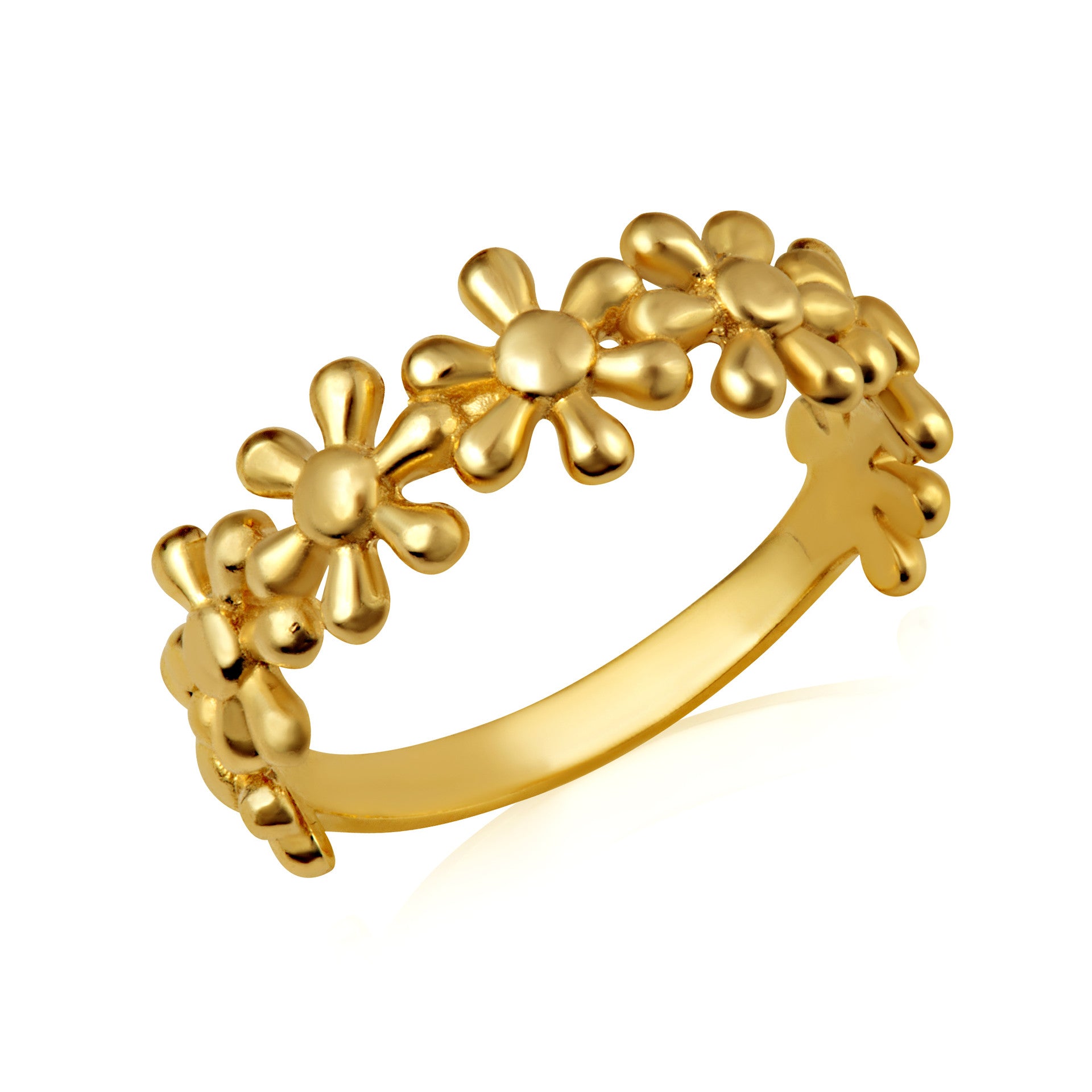 Gold Daisy Flower Petal Band Ring (Available in Yellow/Rose/White Gold)