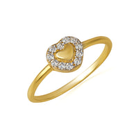 14K Yellow Gold Cubic Zirconia Heart Ring