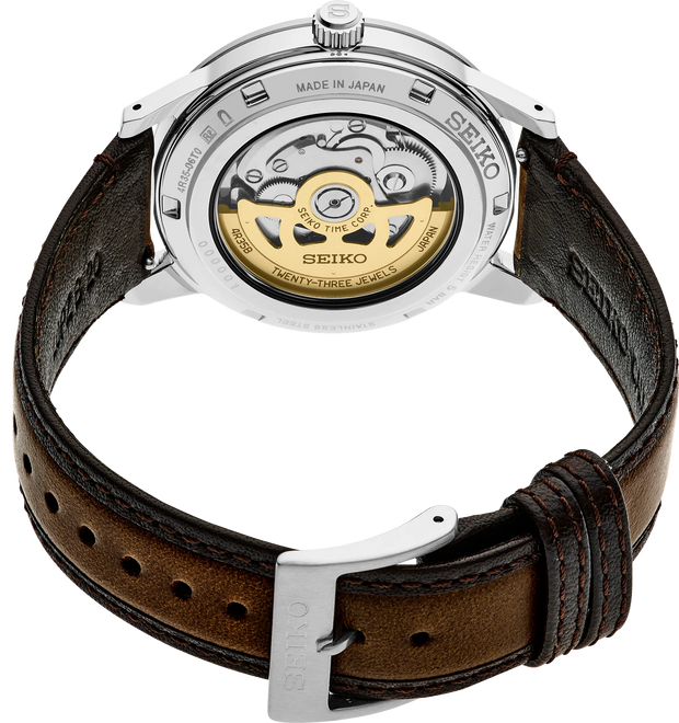 Seiko SRPL75 Presage Gold Dial Automatic Leather Men's Watch