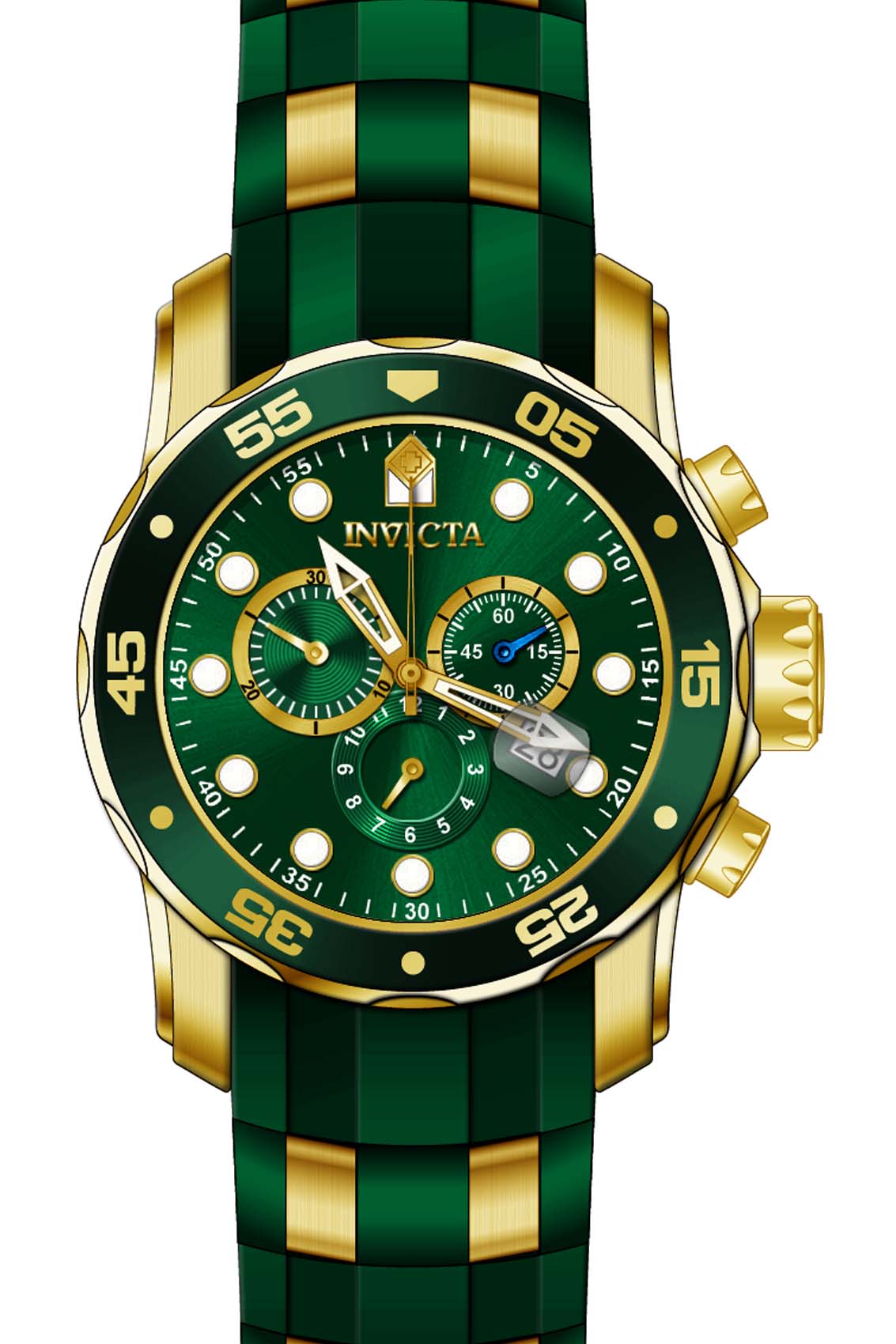Invicta Men's 18196 Pro Diver Quartz Chronograph Green Dial Watch