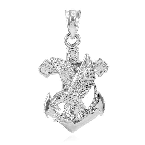 Silver Mariner Crucifix Anchor Cross Pendant Necklace