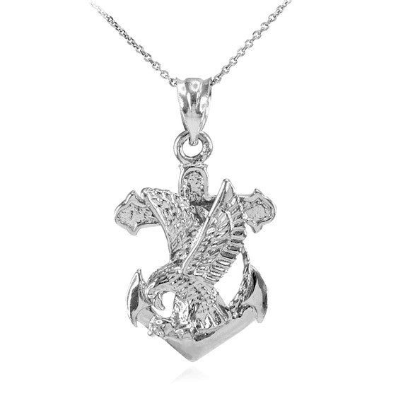 Silver Mariner Crucifix Anchor Cross Pendant Necklace