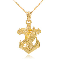 Gold Textured Fairytale Mermaid Pendant Necklace (Available In Yellow/Rose/White Gold)
