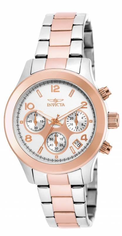 Invicta Women's 19220 Angel Quartz 3 Hand Silver, Rose Gold Dial Watch