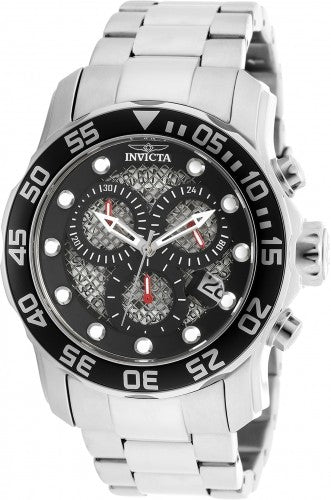 Invicta Men's 19836 Pro Diver Quartz 3 Hand Black, Silver Dial Watch