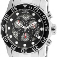 Invicta Men's 19836 Pro Diver Quartz 3 Hand Black, Silver Dial Watch