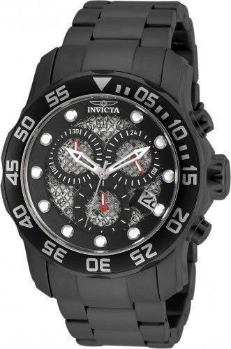 Invicta Men's 19838 Pro Diver Quartz 3 Hand Black, Silver Dial Watch