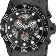 Invicta Men's 19838 Pro Diver Quartz 3 Hand Black, Silver Dial Watch