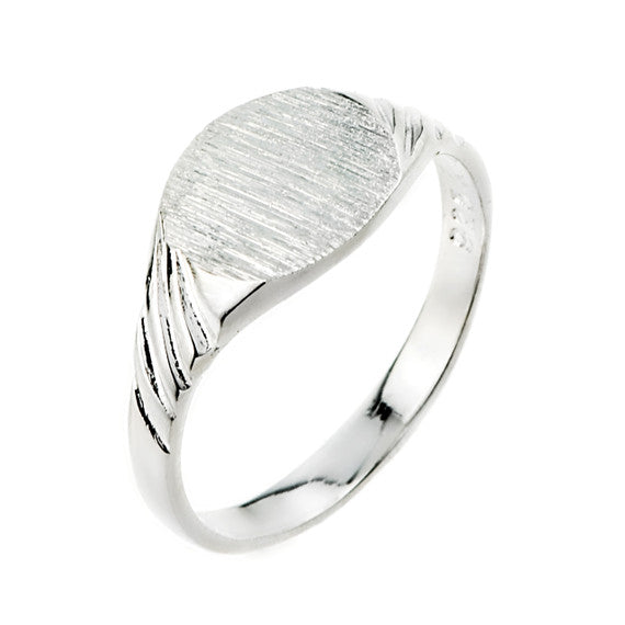.925 Sterling Silver Striped Signet Ring