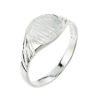 .925 Sterling Silver Striped Signet Ring
