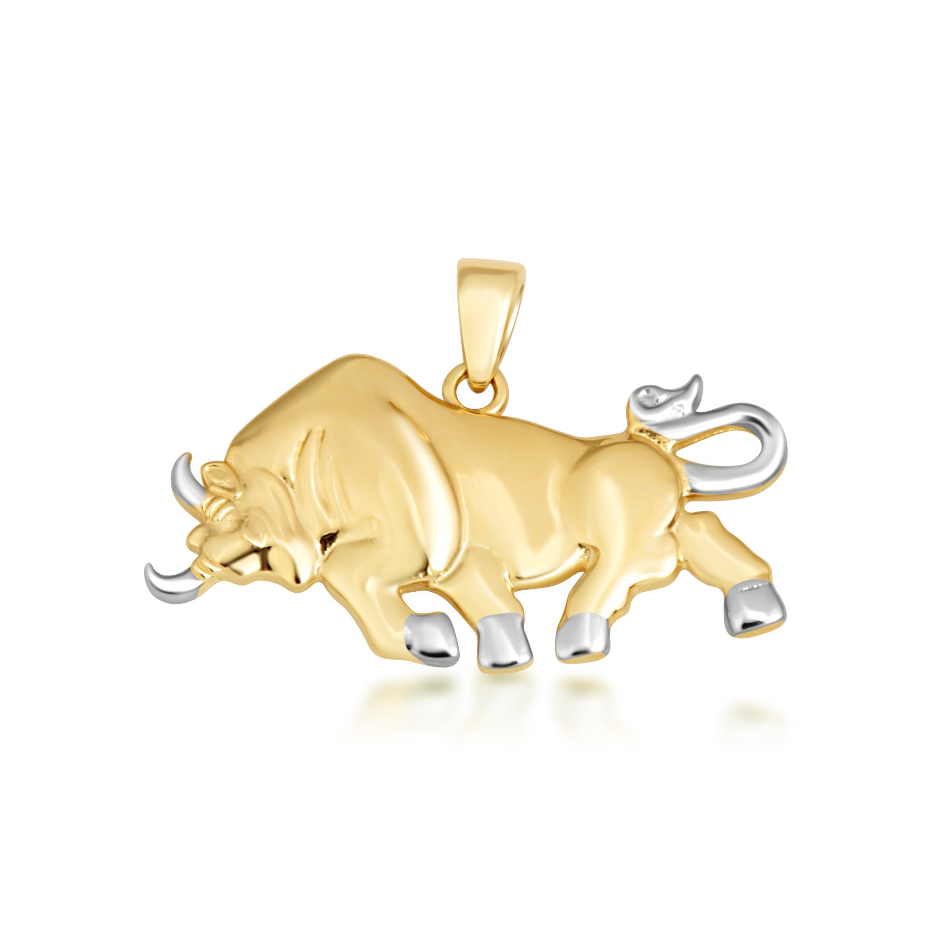 Two-Tone Gold Bull Pendant Necklace