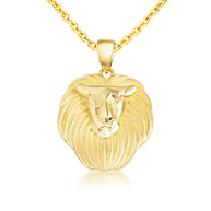 Yellow Gold Lion Head Pendant Necklace