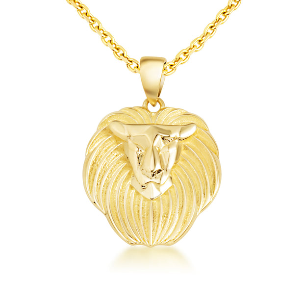 Yellow Gold Lion Head Pendant Necklace
