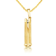 Yellow Gold Diamond Cut Pocket Knife Switchblade Pendant Necklace