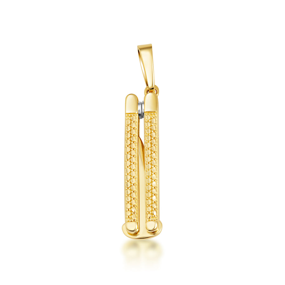 Yellow Gold Diamond Cut Pocket Knife Switchblade Pendant Necklace