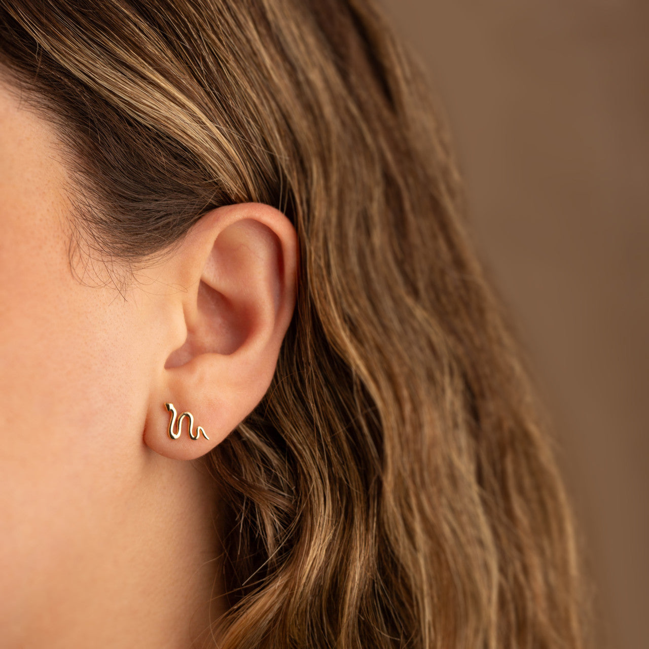 14K Gold Snake Earrings