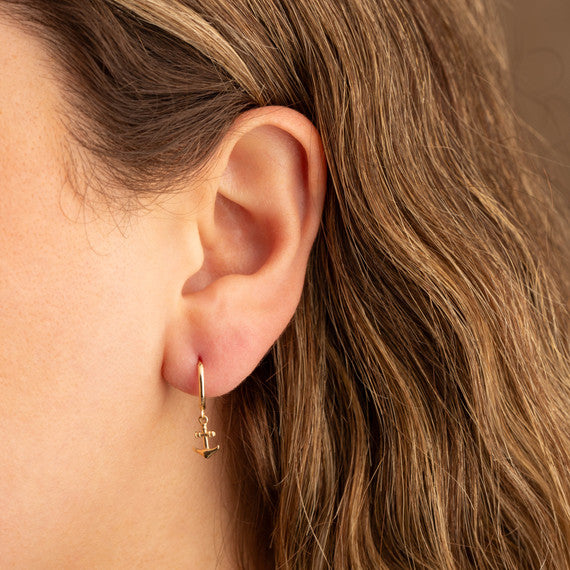 14K Gold Anchor Earrings