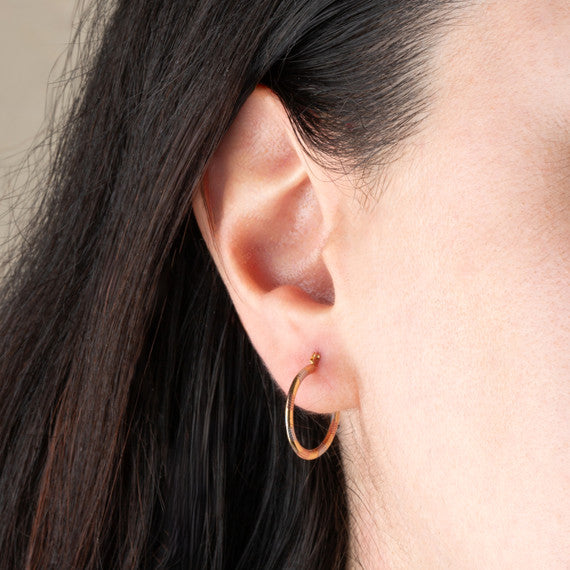 14K Tri-Color Gold Textured Diamond Cut Huggie Hoop Earrings