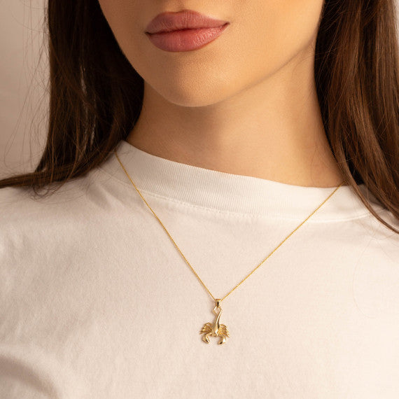 Yellow Gold Diamond Cut Scorpion Pendant Necklace