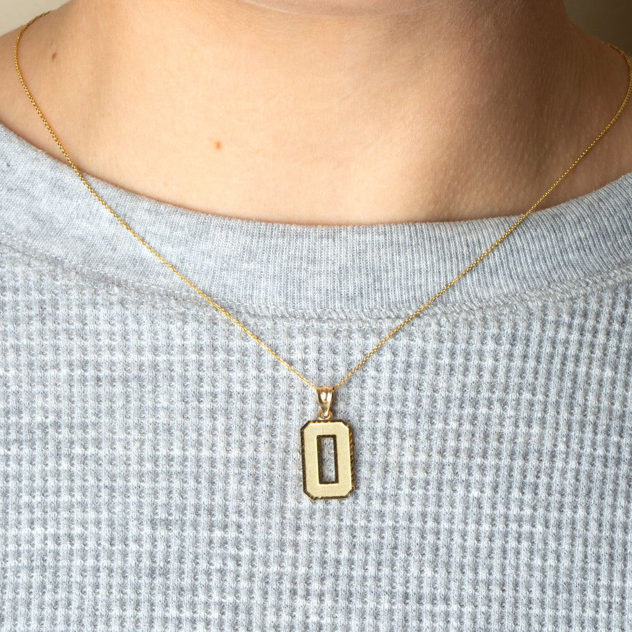 Gold Diamond Cut Custom Jersey Number Sports Pendant Necklace (Available in Yellow/Rose/White Gold)