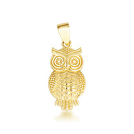 Yellow Gold Owl Pendant Necklace