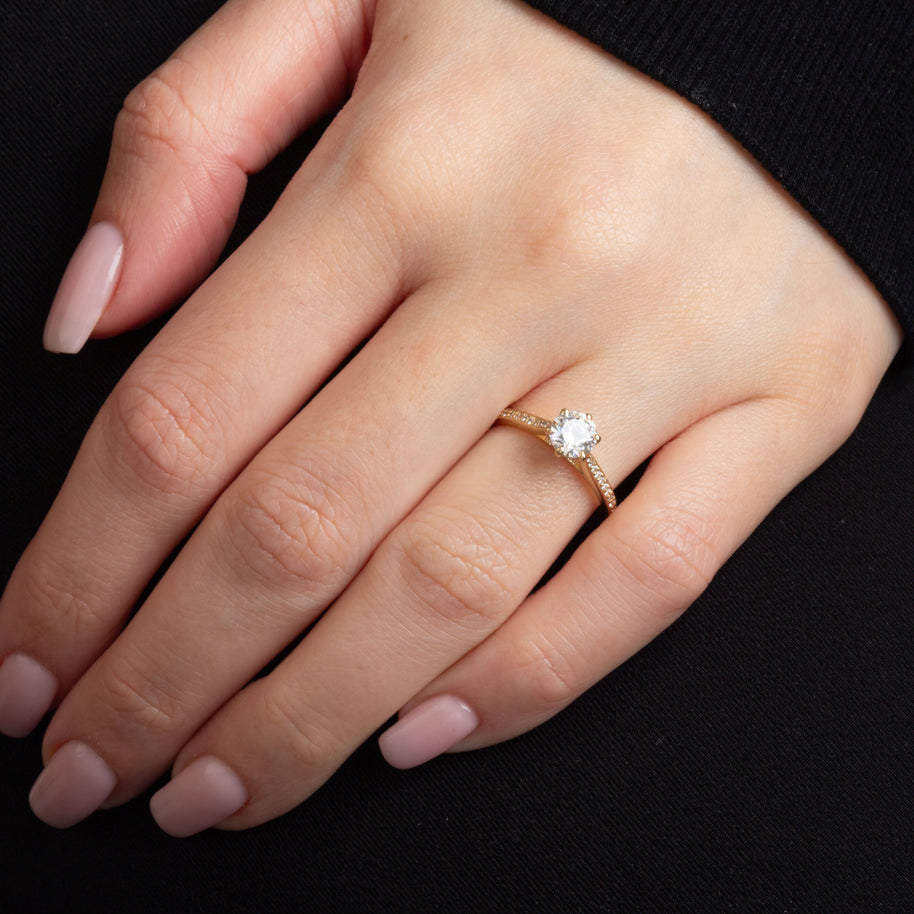 14K Gold Lab Grown Diamond Channel Set Engagement Ring (Available in Yellow/Rose/White Gold)