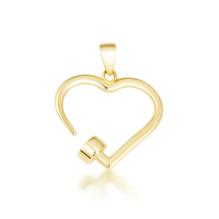 Yellow Gold Heart Nail Pendant Necklace