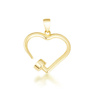 Yellow Gold Heart Nail Pendant Necklace