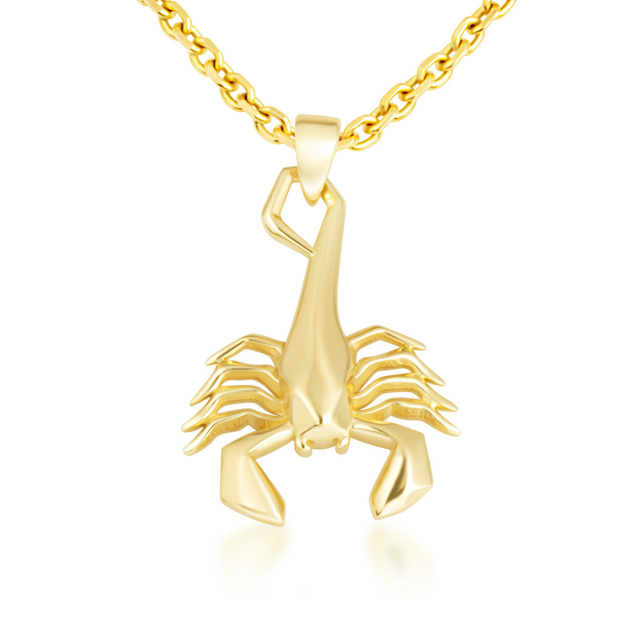 Yellow Gold Diamond Cut Scorpion Pendant Necklace