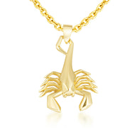 Yellow Gold Diamond Cut Scorpion Pendant Necklace