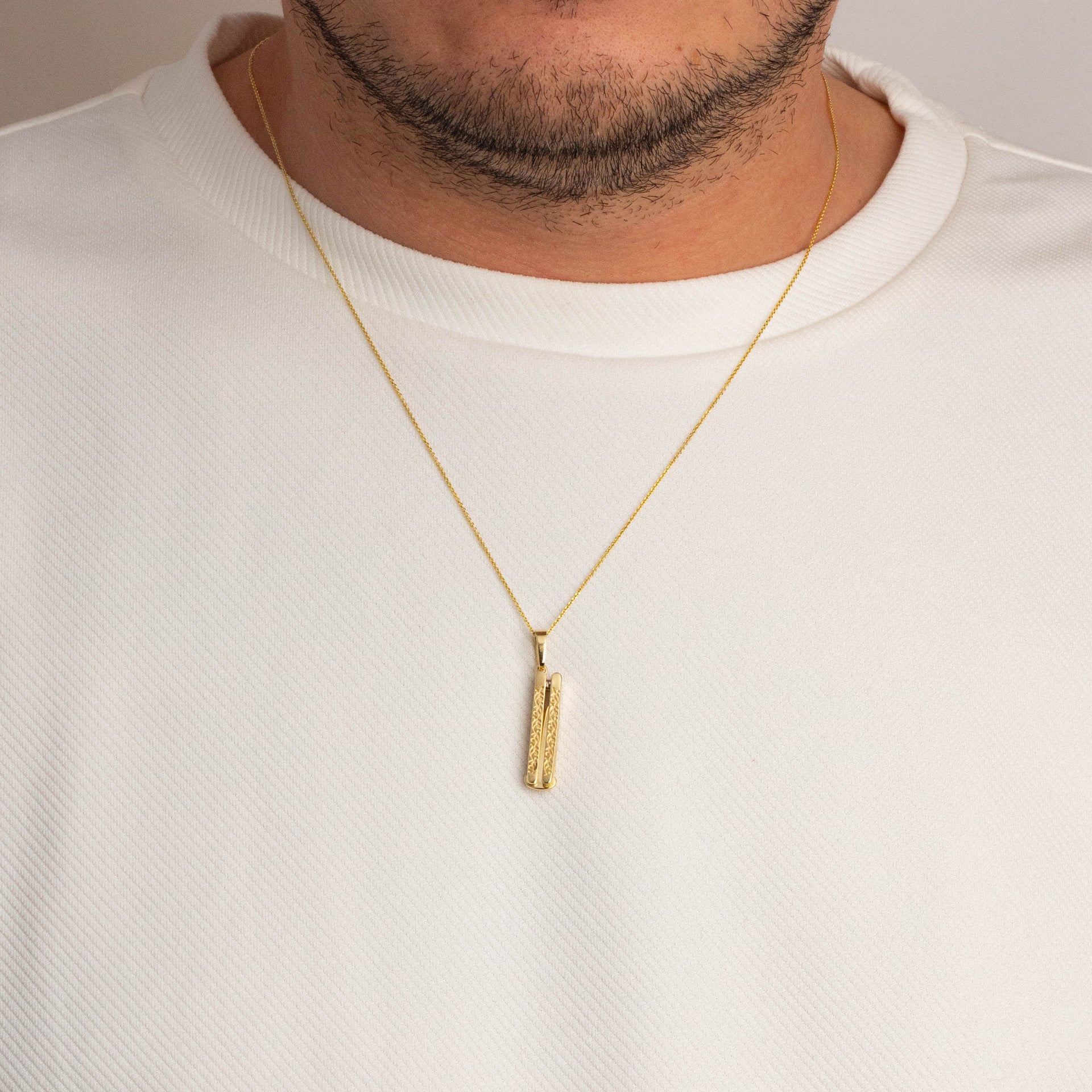 Yellow Gold Diamond Cut Pocket Knife Switchblade Pendant Necklace