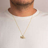 Two-Tone Gold Bull Pendant Necklace
