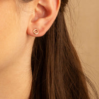 14K Yellow Gold Round Circle Stud Earrings
