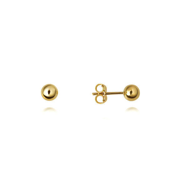 14K Yellow Gold Ball Stud Earrings (Available in Small/Medium/Large)